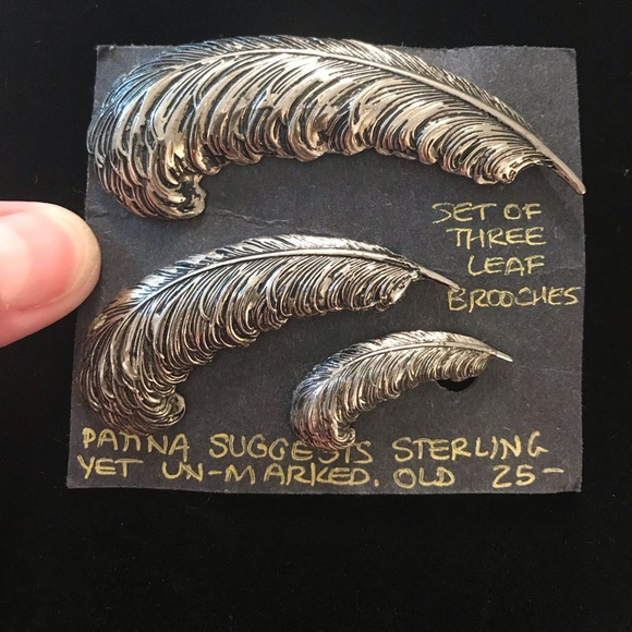 🦚Vtg Lot Of 3 Feather Brooches Silver Pewter - Picture 3 of 6